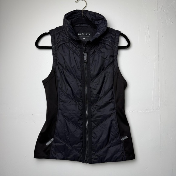 Athleta Jackets & Blazers - Athleta Black Zip Up Puffer Vest with Pockets Athleisure Sz S